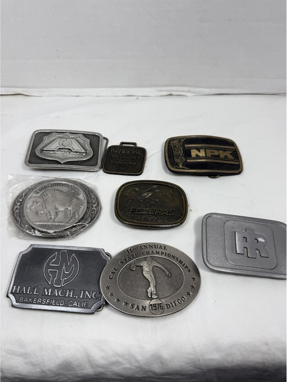 Vintage Belt Buckle Collection Hall Mach Cal St Championships Federal Lot of 7